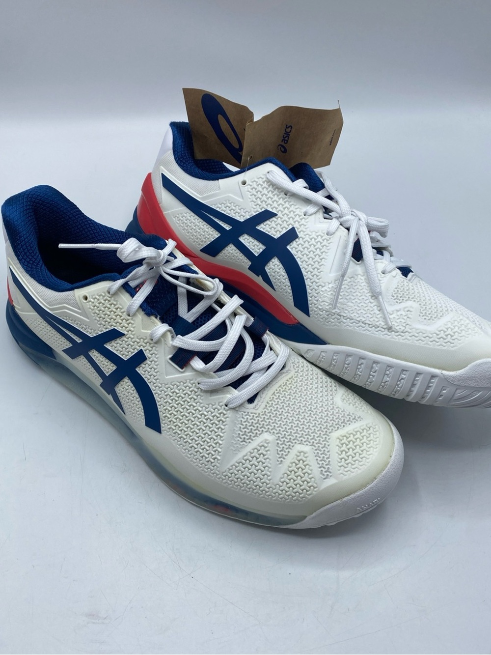 Asics Gel-Resolution 8 WIDE (2E) style 1041A113 - 103 Mako Blue Red White Mens